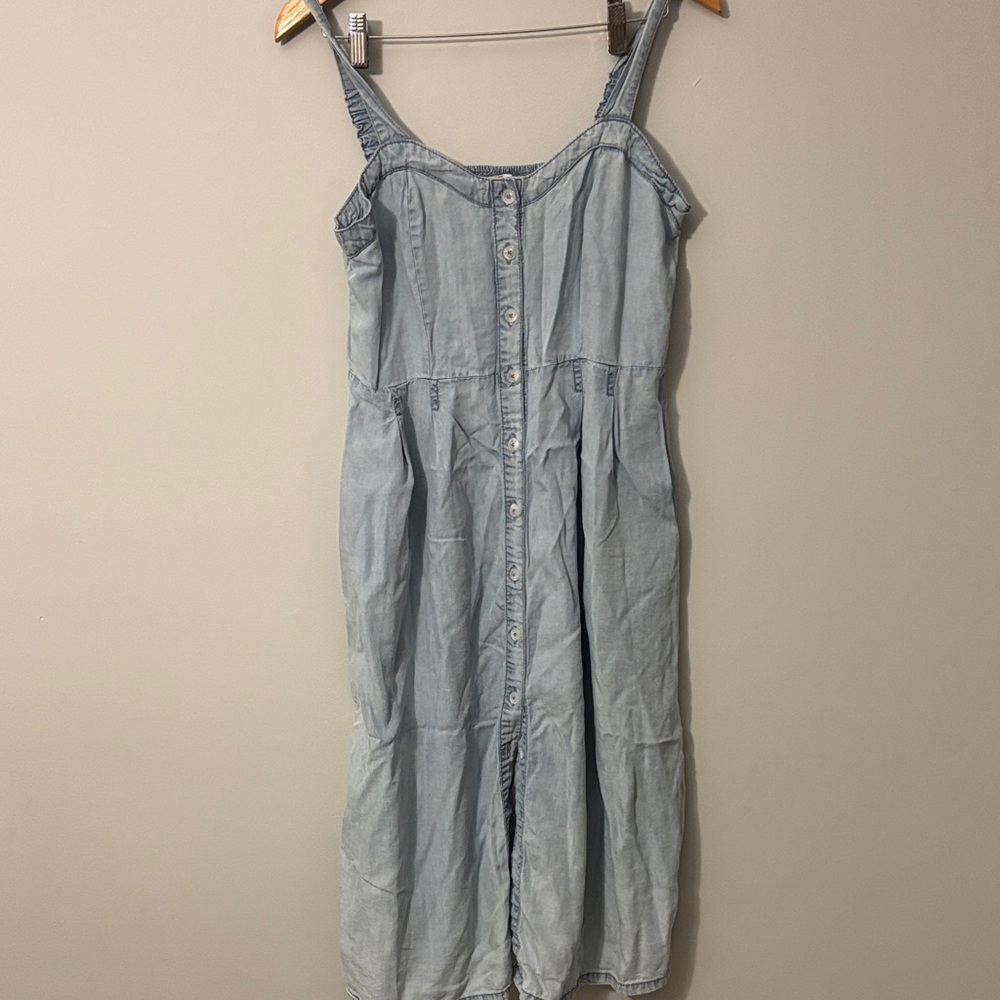 Elegant Light Blue Denim Midi Dress